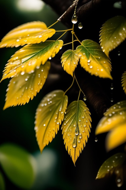 Free photo a leaf with water drops on it