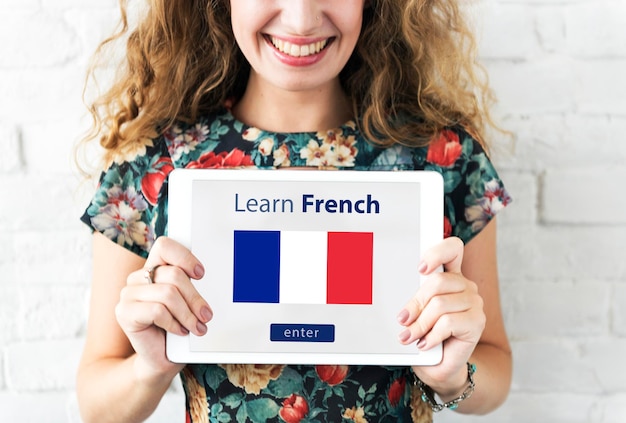 Free photo learn french language online education concept