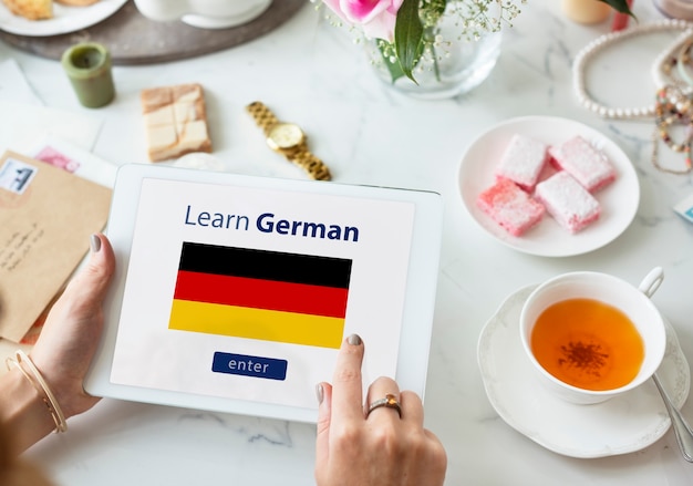 Learn German Language Online Education Concept