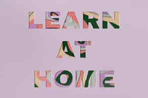 Free photo learn at home typography in paper cut font