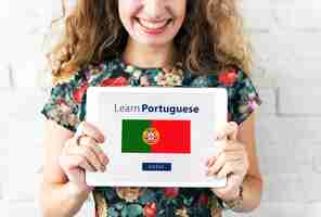 Free photo learn portuguese language online education concept