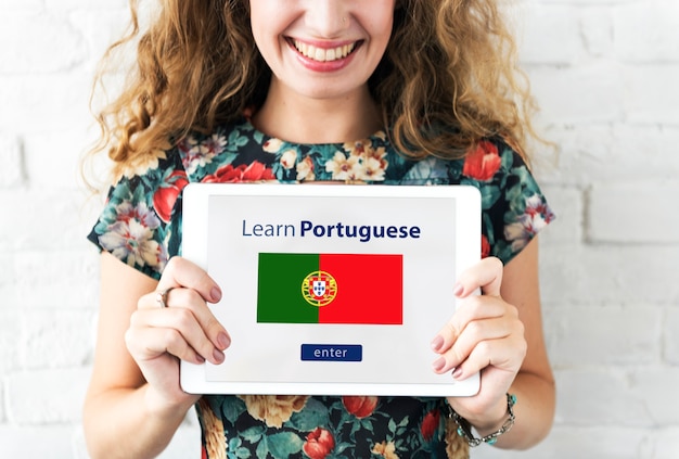 Free Photo learn portuguese language online education concept