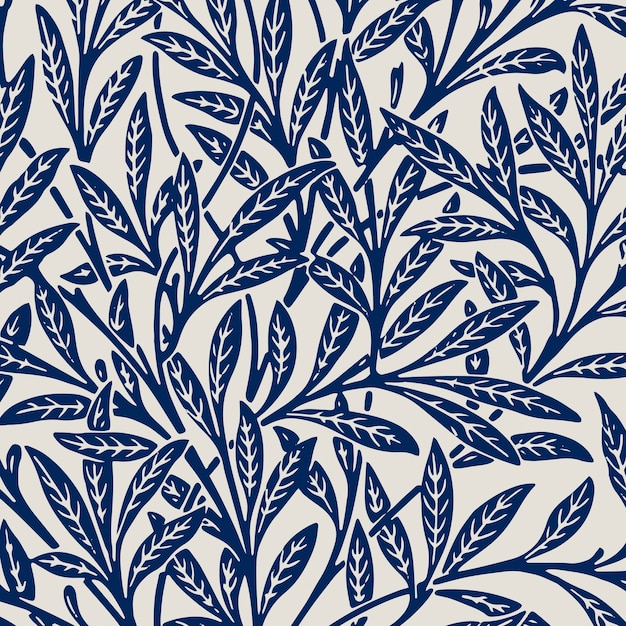 Free Photo leaves ornament blue pattern background