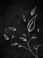 Free photo leaves ornament sketch on blackboard