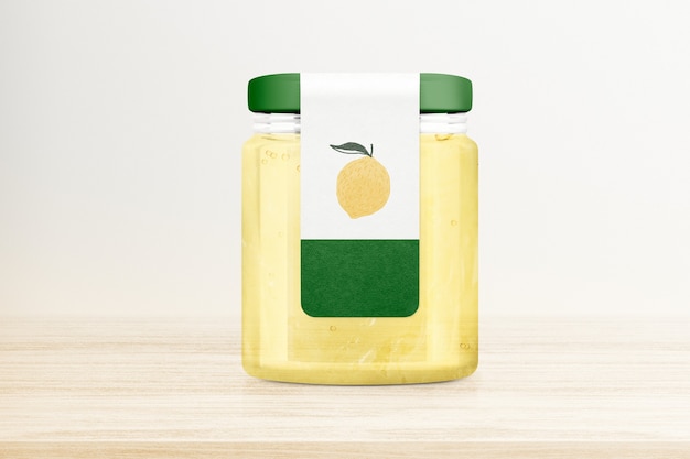 Free photo lemon jelly jar on wooden table