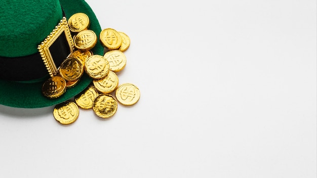 Free Photo leprechaun hat and coins frame