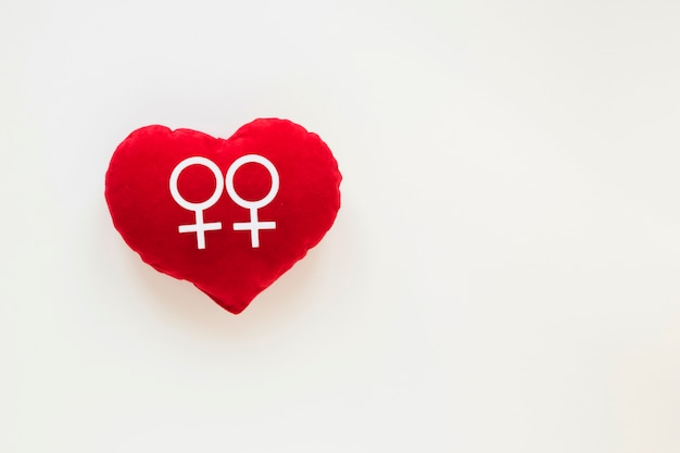 Free photo lesbian couple icon on red heart