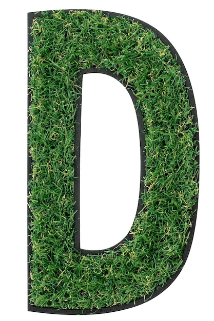 Letter d made of green grass isolated on white