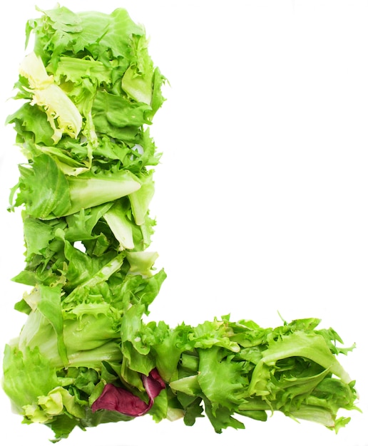 Letter l made of lettuce