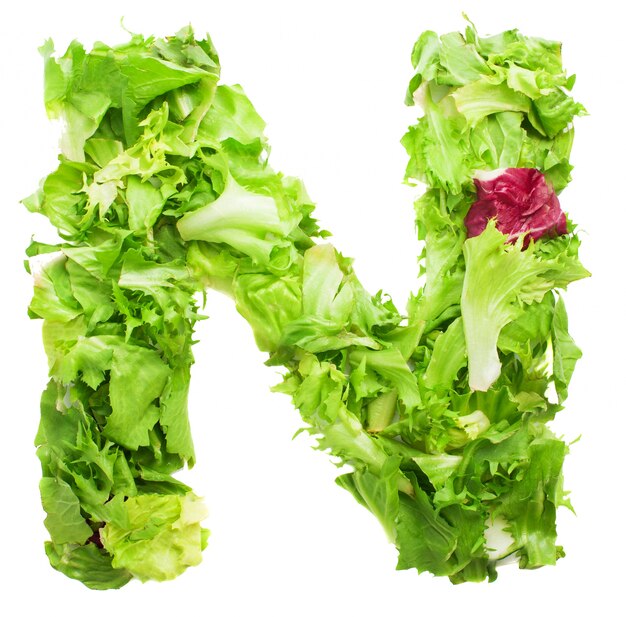 Letter n with tasty lettuce