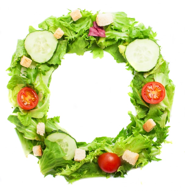 Free photo letter o made with healthy food