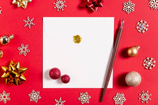 Letter pen and christmas decorations