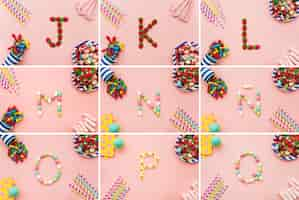 Free photo letters of the alphabet and candies