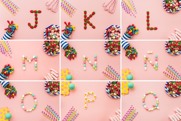 Free Photo letters of the alphabet and candies