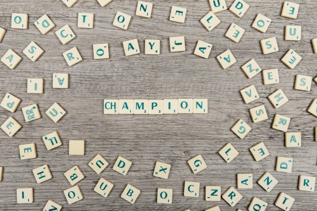 Free photo letters forming the word champion