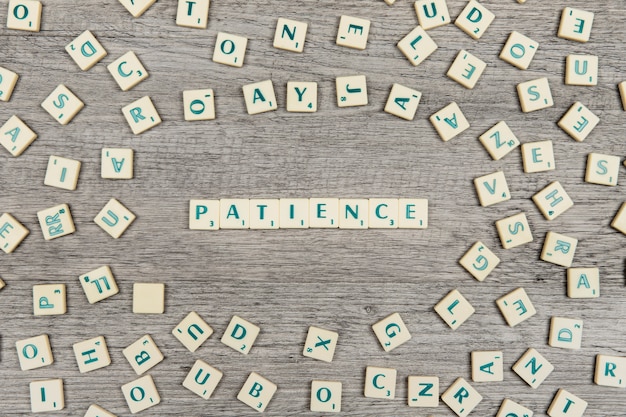 Letters forming the word patience