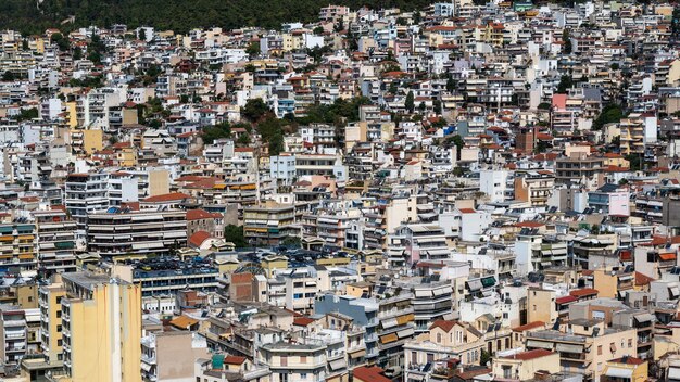 Levels of multiple residential and state buildings in Kavala, Greece