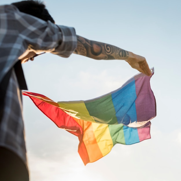 Free photo lgbt flag fluttering in wind