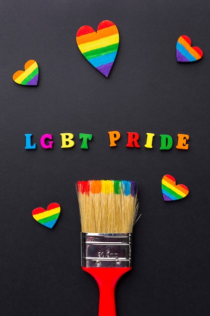 Free Photo lgbt pride with paint brush and hearts