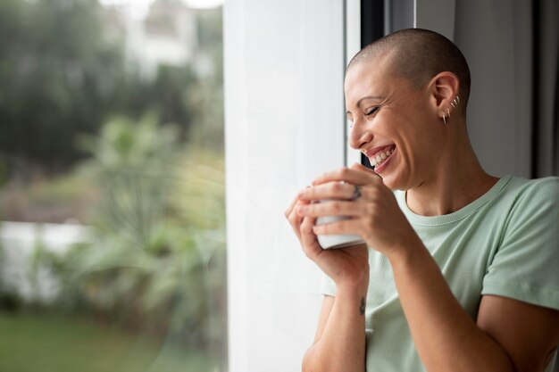 Life at home enjoying warm beverage