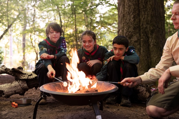 Free photo lifestyle of  boy scouts in the woods