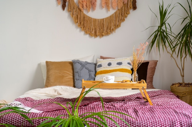 Lifestyle of people living in boho interiors