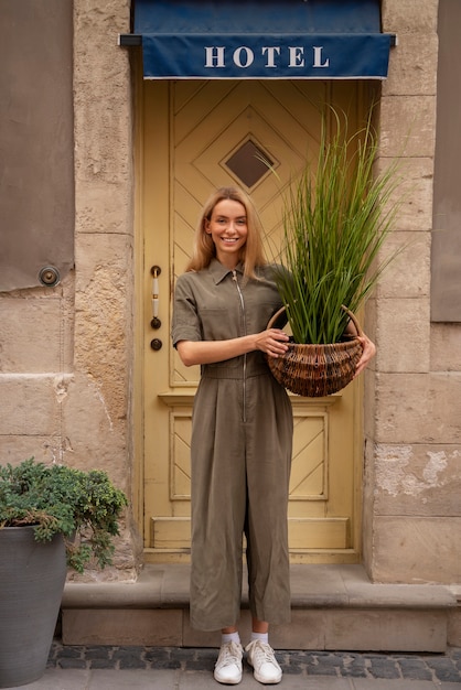 Lifestyle of person decorating their front door