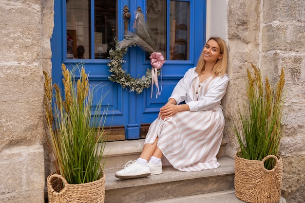 Lifestyle of person decorating their front door