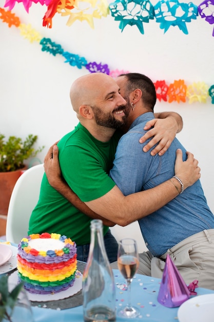 Free photo lifestyle queer couples celebrating birthday