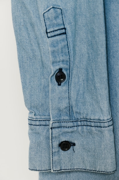 Light blue denim sleeve close-up