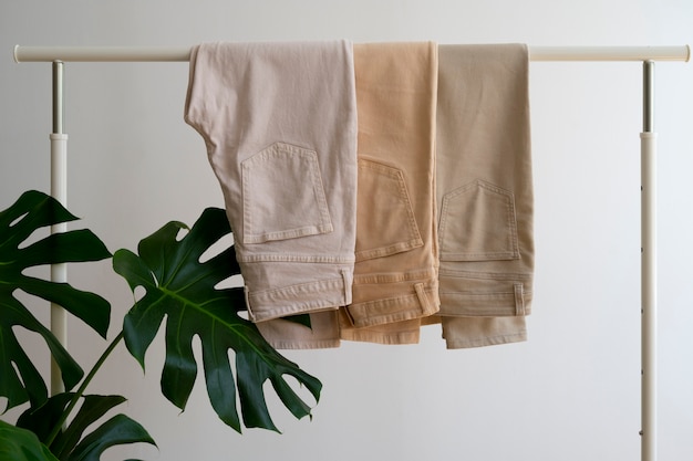 Free Photo light brown beige pants indoors still life