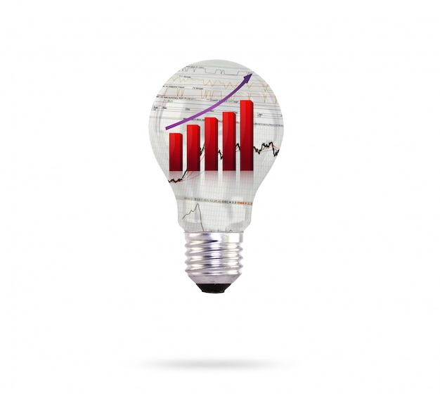 Free photo light bulb with growing graph