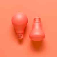 Free photo light bulbs on red background