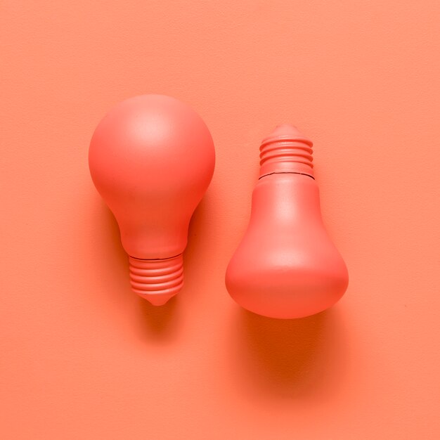 Free Photo light bulbs on red background