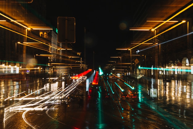 Free photo light trails on street