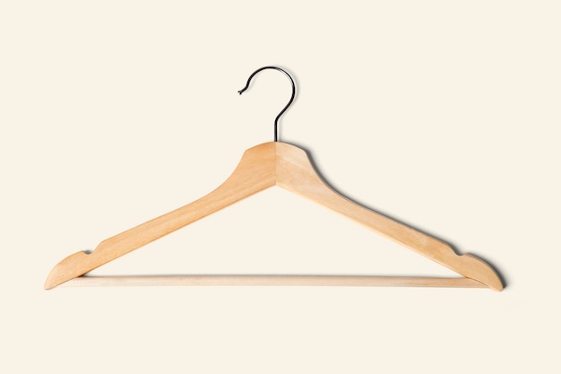 Light wooden clothes hanger closeup