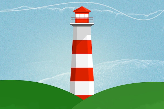 Free Photo lighthouse background in red and white color mixed media