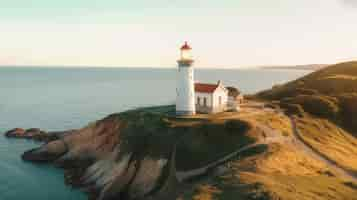 Free photo lighthouse surrounded by water