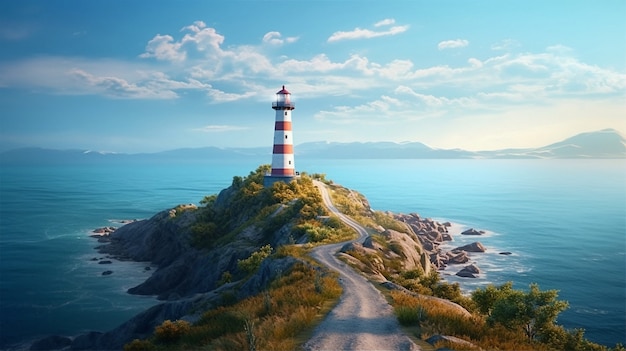 Lighthouse surrounded by water