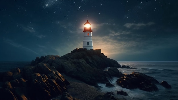 Lighthouse surrounded by water