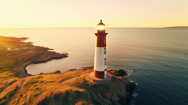 Free photo lighthouse surrounded by water