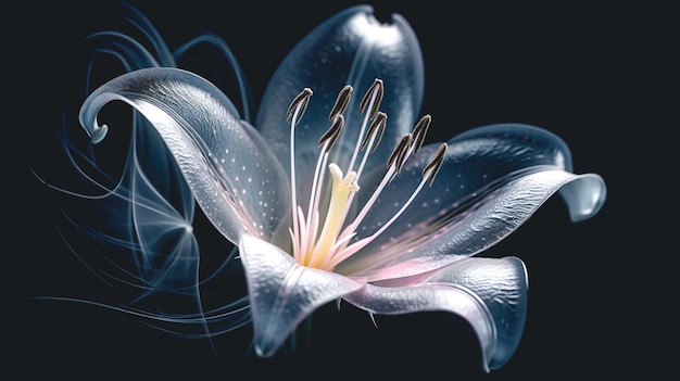 Lily flower closeup on a black background generative AI