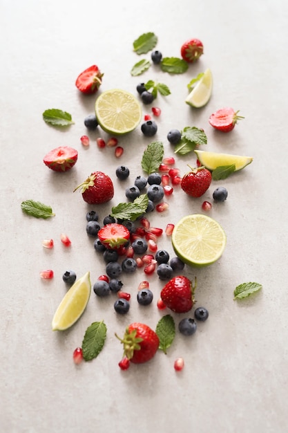 Lime, berries and leaves