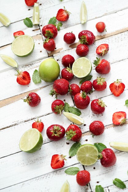 Lime, berries and leaves