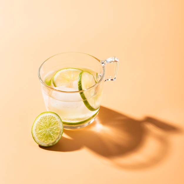 Lime in water with copy space