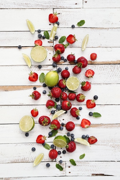 Limes, berries and leaves