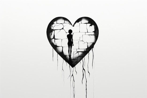 Free Photo line art of broken heart concept