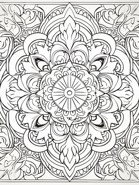 Free photo line art mandala illustration