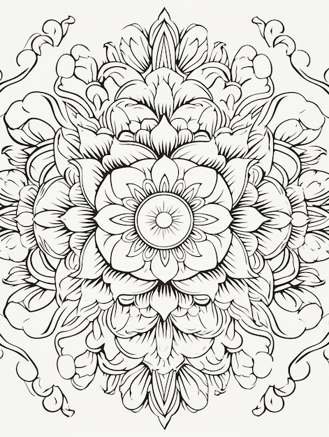 Free Photo line art mandala illustration