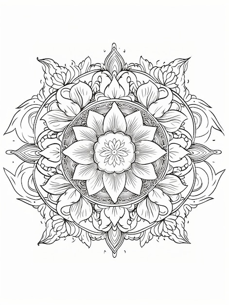 Free Photo line art mandala illustration